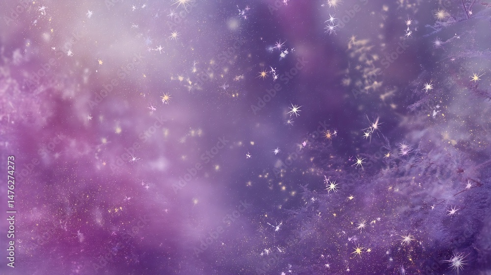 Poster dreamy purple background with faint textures and sparkling stars creating a magical and whimsical sc
