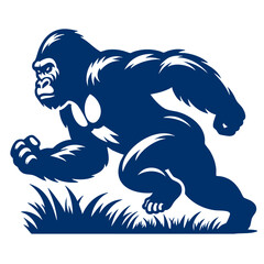 Powerful Gorilla Charging Majestic Ape in Motion - Wild Animal Vector Graphic