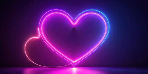 Pastel Violet and Pink Neon Light Heart Abstract Doodle Artwork, doodle design