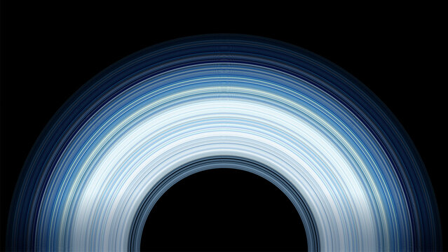 Black hole with accretion disk, vector illustration. black hole with glowing accretion disk and singularity nucleus. Concept 3D illustration of cosmic wormhole on starry space background. 