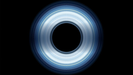 Black hole with accretion disk, vector illustration. black hole with glowing accretion disk and singularity nucleus. Concept 3D illustration of cosmic wormhole on starry space background. 