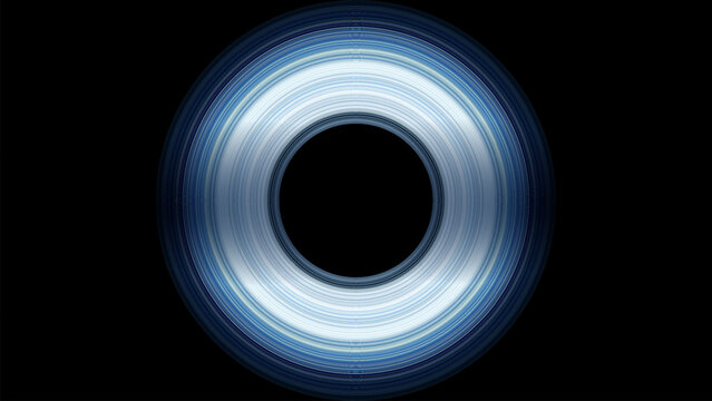 Black hole with accretion disk, vector illustration. black hole with glowing accretion disk and singularity nucleus. Concept 3D illustration of cosmic wormhole on starry space background. 