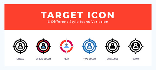 Target set of icons. Vector illustration with different styles.