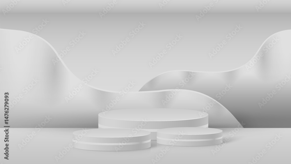 Aufkleber abstract minimal scene. minimal podium with soft material base. soft podium stages and product showc