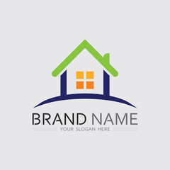 Home Construction Logo with Hammer and House