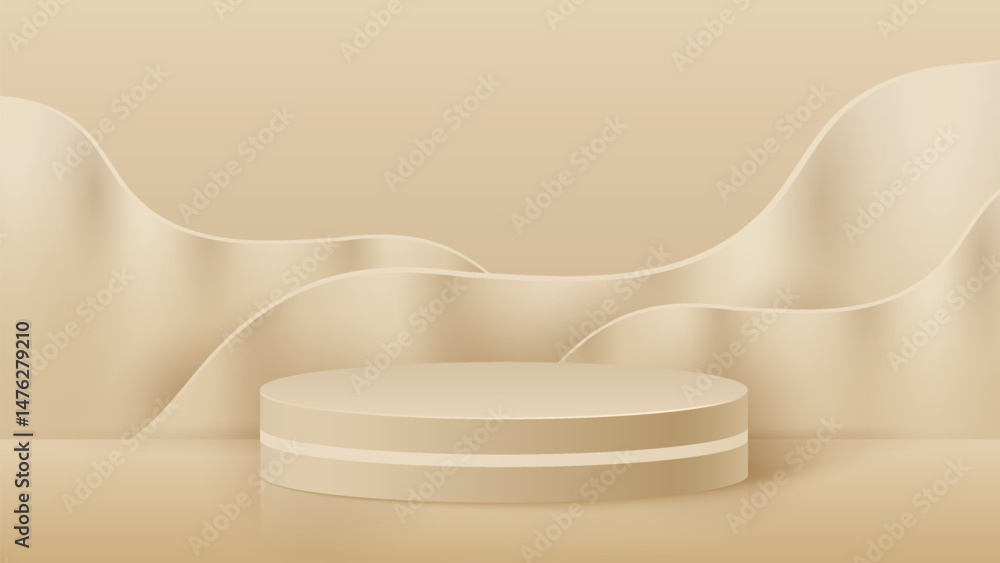 Aufkleber abstract minimal scene. minimal podium with soft material base. soft podium stages and product showc