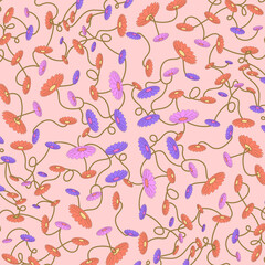 Seamless Gerbera Daisy Pattern – Colorful Flowers on Pastel Pink Background
