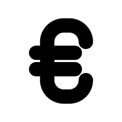 Stylized Black Euro Currency Symbol on a White Background