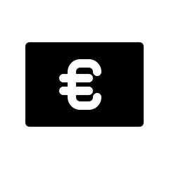 Black Euro Currency Symbol on White Background in Minimalist Style
