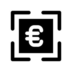 Euro Currency Symbol Enclosed in a Rectangular Frame Outline Design