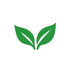 Minimalist green leaf symbol with simple flat design representing vegan, organic, natural, and eco friendly concepts for health and environment awareness