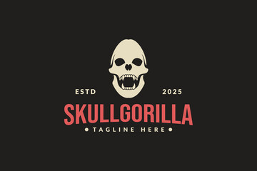 skull gorilla logo design template, logo icon vector illustration silhouette
