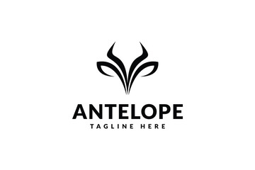 antelope head logo design template, logo icon vector illustration silhouette