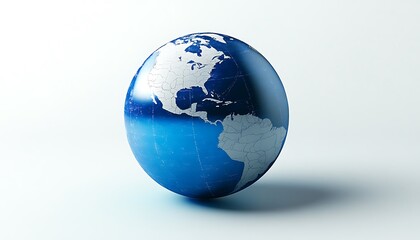 Light blue globe with precise clean lines on a soft white backdrop, ultra-realistic imagery