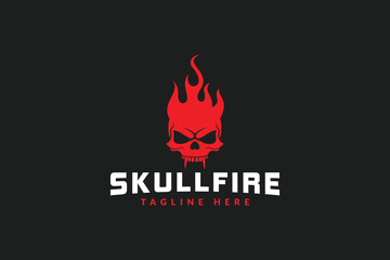 skull fire logo design template, logo icon vector silhouette illustration