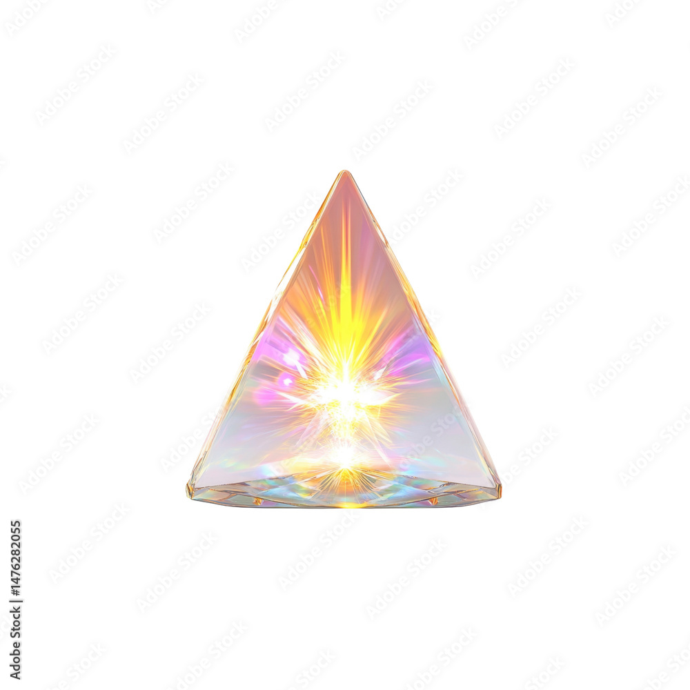 Poster luminous triangular crystal prism with inner light burst