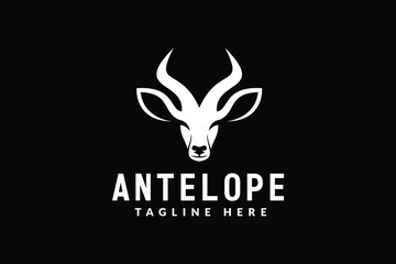 antelope head logo design template, logo icon vector illustration silhouette