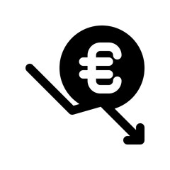 Euro Currency Downward Trend Symbolic Icon of Financial Decline