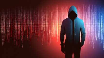Anonymous Figure, Digital Background, Mysterious Presence, Stock Photo
