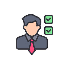 Completed Tasks Represented By A Man With Two Green Checkmarks