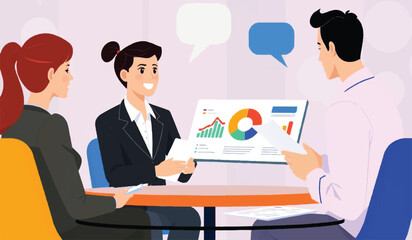 Obraz premium Business Meeting: Team Collaboration and Data Analysis for Strategic Growth