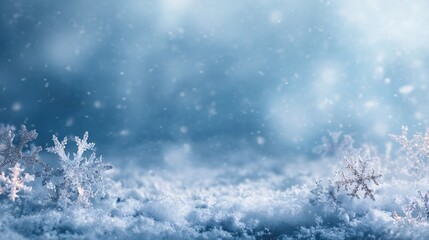 Frosty winter background with snowflakes icy textures and a soft blue glow perfect for a cold and serene atmosphere overlay cut out on isolated transparent removed background