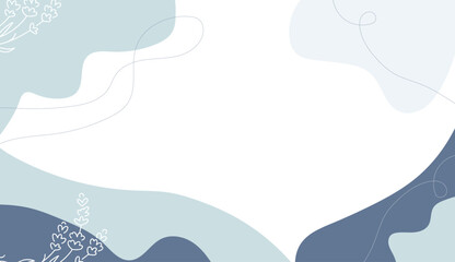 Abstract Floral Composition with Pastel Blue and White Tones