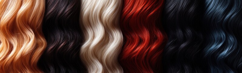 Fototapeta premium Group of different colored hair banner