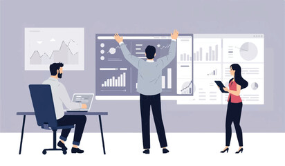 Fototapeta premium Collaborative Business Meeting: Teamwork, Strategy, and Innovation in Action,business concept vector design illustration 