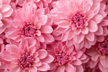 Close Up of Pink Dahlia Flowers with Water Droplets in a Floral Arrangement Botanical Garden