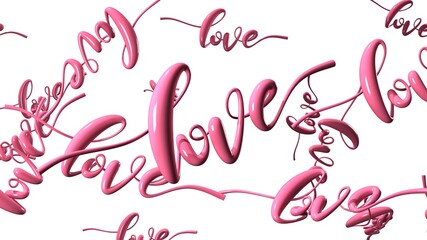Text Loves in pink.
3DCG abstract illustration.
