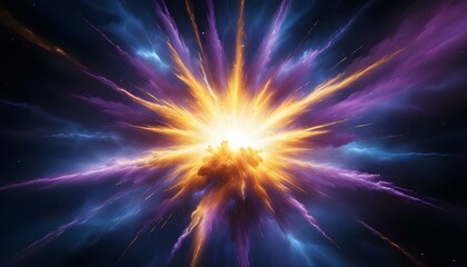 Fototapeta premium Spectacular display of celestial energy exploding outwards across the vast darkness of space.