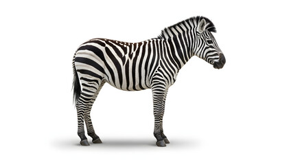 Fototapeta premium Majestic Zebra in Profile Against White Background