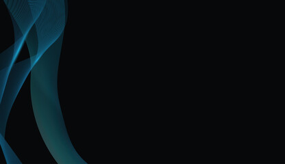 Abstract Blue Flowing Lines on Black Background
