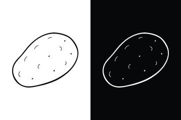 Potato icon Flat line illustration black white background