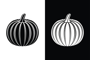 Pumpkin Silhouette Vector. Simple Flat Design for Autumn & Food Themes
