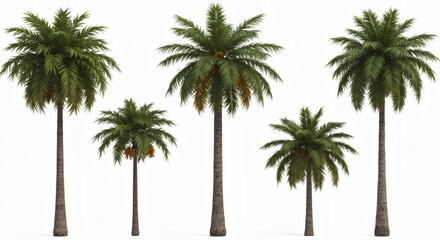 Palm Trees Ensemble Tropical Vibes on White with Summer Paradise Scene.