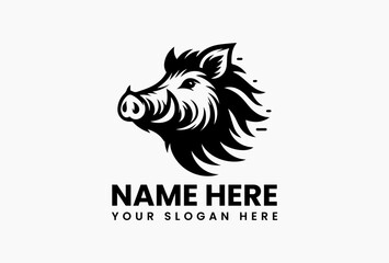 Detailed Wild Boar Head Vector Logo Silhouette. Classic Wildlife Motif