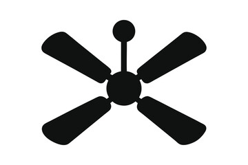 Obraz premium Black fan vector illustration isolated on white background with propeller and symbol design elements