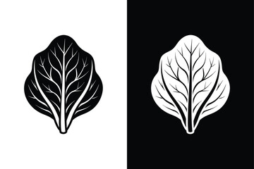 Spinach Leaf Silhouette Vector Pack. Clean Icons on White & Black Background