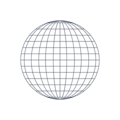 Front view of planet earth. globe grid. latitude and longitude. wire globe icon. symbol of global social. 3D vector illustration