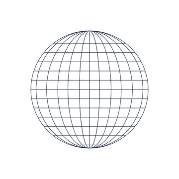 Front view of planet earth. globe grid. latitude and longitude. wire globe icon. symbol of global social. 3D vector illustration