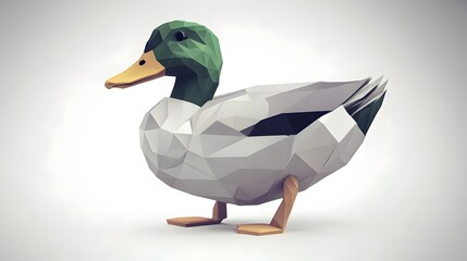Obraz premium Low-poly polygonal illustration of a mallard duck.