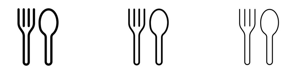 Spoon and fork icons. modern minimalist symbol outline vector flat style