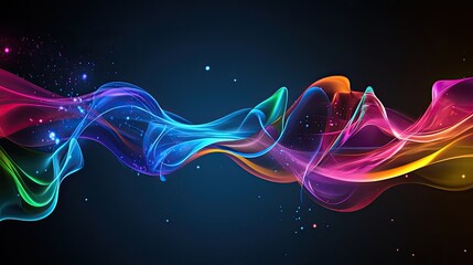 Obraz premium Colorful Abstract Flow Design On Dark Background. Modern And Vibrant Wallpaper.