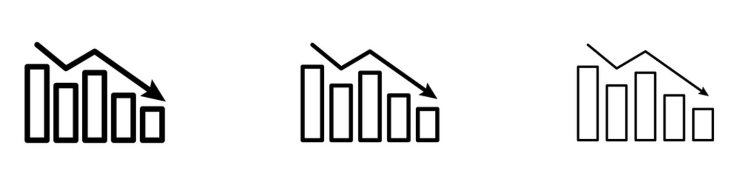 Reduction chart icons. modern minimalist symbol outline vector flat style