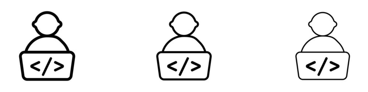 Programmer icons. modern minimalist symbol outline vector flat style