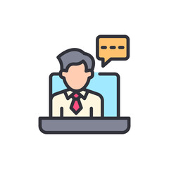 Online Meeting With A Man Presenting Data From His Home Office Desk