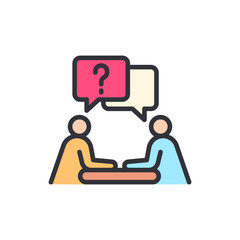 People Engaging In Conversation With Question And Answers Icons