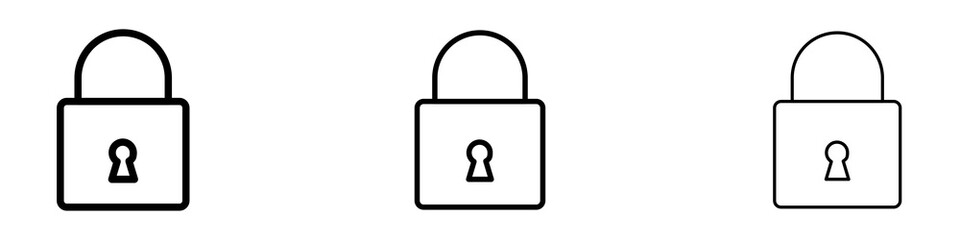 Padlock icons. modern minimalist symbol outline vector flat style